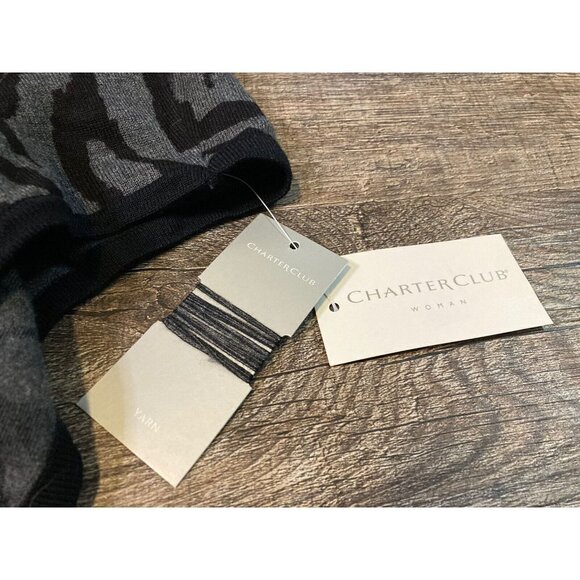 New Charter Club Women's Zebra Print Cowl Neck Poncho Sweater Black Size 2X/3X - Picture 3 of 11